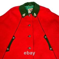 Cape pour femmes Vintage Boos rouge solide avec boutons drapés en laine mélangée embellie XS/S