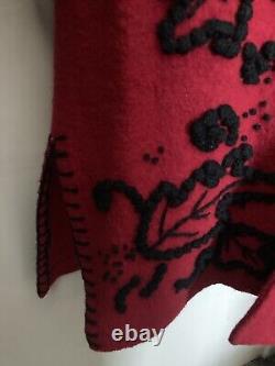 Cardigan long en laine rouge Vintage Kenar à motif en relief pour femmes