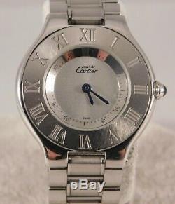 Cartier Must De Cartier 21 En Acier Inoxydable 1330 Vintage Mens Watch De 1990. 31mm
