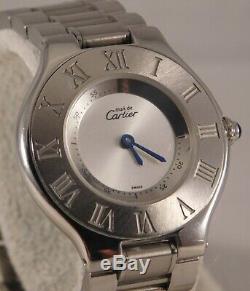 Cartier Must De Cartier 21 En Acier Inoxydable 1330 Vintage Mens Watch De 1990. 31mm