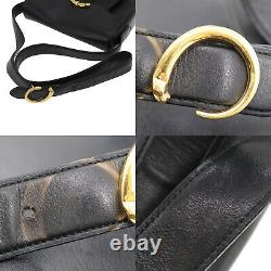 Cartier Panthere Shoulder Bag Black Gold Leather Vintage Authentic #ll712 O