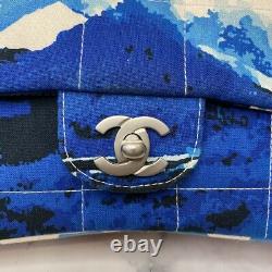 Chanel 02ss Vintage Rare Red & Blue Surf Collection Canvas Small Flap Bag