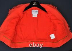 Chanel 1995 95p Iconic Vintage Red Tweed Crop Veste Blazer, 42, Pièce De Collection