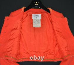 Chanel 1995 Iconic Vintage Coral Red Tweed Cropped Jacket, 36, Collector’s Piece