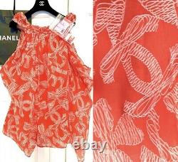 Chanel 2008 Vintage Red Logo Imprimer Dress Tunic Cape 34 36 38 40 2 4 6 8 S M