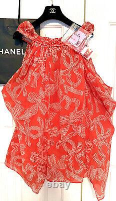 Chanel 2008 Vintage Red Logo Imprimer Dress Tunic Cape 34 36 38 40 2 4 6 8 S M