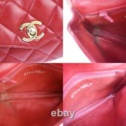 Chanel CC Logo Bum Sac Taille Pouch Chaîne Ceinture En Cuir 75/30 Rouge Vintage 53je027