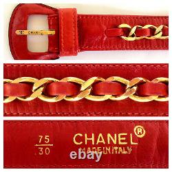 Chanel CC Logo Ceinture En Cuir Rouge Taille Bum Sac Purse Sac À Main Convient 30 27