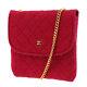 Chanel Cc Quilted Chain Mini Pouch Red Pink France Vintage Authentic #ab579 O