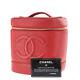 Chanel Cc Vanity Cosmetic Bag Caviar Skin Red Leather Vintage Authentic #z621 O