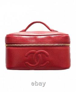 Chanel Caviar Skin Vanity Bag Rouge 90's Vintage