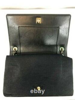 Chanel Chanel Mademoiselle Vintage Flap Bag Black Enamel & Gold CC Fermoir A93085