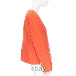 Chanel Creations Vintage 1970's Red Orange Quilted Lining Trim Jacket Us16 XL