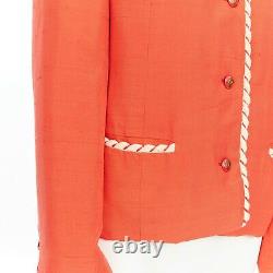 Chanel Creations Vintage 1970's Red Orange Quilted Lining Trim Jacket Us16 XL