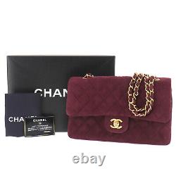 Chanel Matelasse Double Flap Chain Shoulder Bag Bordeaux Suede Auth #pp975 O