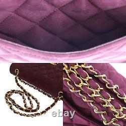 Chanel Matelasse Double Flap Chain Shoulder Bag Bordeaux Suede Auth #pp975 O