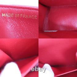 Chanel Matelasse Double Flap Chaîne Sac À Bandoulière Cuir Rouge En Cuir Authentique #pp531 S