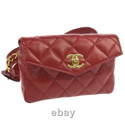 Chanel Quilted CC Bum Bag Waist Pouch Purse Red Leather Ghw Vintage Nr14053k
