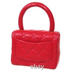 Chanel Quilted CC Logos Mini Hand Bag Sac À Main Red Leather Vintage Auth A53336a