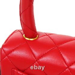 Chanel Quilted CC Logos Mini Hand Bag Sac À Main Red Leather Vintage Auth A53336a