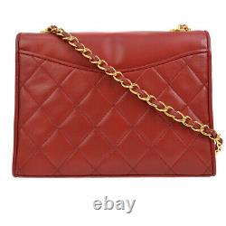 Chanel Quilted CC Single Chain Sac À Bandoulière Red Leather Vintage Ak31791h