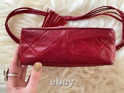 Chanel Vintage 80's 90's Red Lambskin Leather Camera Tassel Quilted Shooter Bag