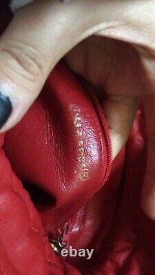 Chanel Vintage CC Tassel Red Quilted Bucket Bag