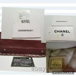 Chanel Vintage Logo Accordéon Flap Bag Caviar Bourgogne & Chanel Authentic Card
