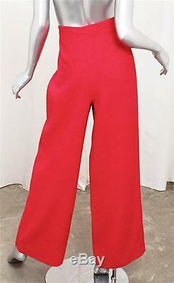 Chanel Vintage Red Logo CC Bouton Boucle Pantalon Costume Blazer Medium / Large