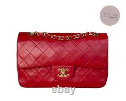 Chanel Vintage True Red Small Classic Double Flap Bag 24k Ghw