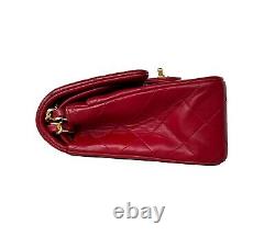 Chanel Vintage Vrai Red Petit Classic Double Flap Bag 24k Ghw