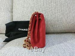 Chanel Vrai Millésime Chaîne En Or Daim Rouge Mini-sac