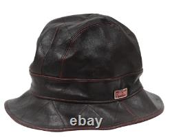 Chapeau de seau Christian Dior Vintage 2000 Logo 58 L en cuir d'agneau rouge bourgogne