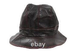 Chapeau de seau Christian Dior Vintage 2000 Logo 58 L en cuir d'agneau rouge bourgogne