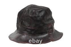 Chapeau de seau Christian Dior Vintage 2000 Logo 58 L en cuir d'agneau rouge bourgogne