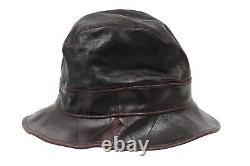 Chapeau de seau Christian Dior Vintage 2000 Logo 58 L en cuir d'agneau rouge bourgogne