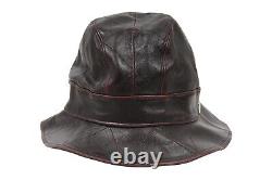 Chapeau de seau Christian Dior Vintage 2000 Logo 58 L en cuir d'agneau rouge bourgogne