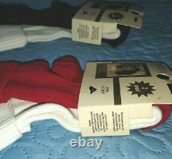 Chaussettes à côtes vintage pour femmes Jaclyn Smith en rouge, blanc et noir, taille 9-11