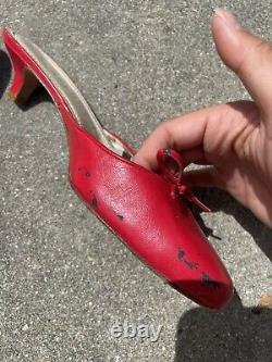 Chaussures mules à petit talon Vintage Burberry, taille 39, 8 US (couleur rouge cerise)