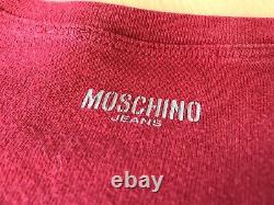Chemise à manches longues Moschino Jeans rouge vintage 1999, fabriquée en Italie.