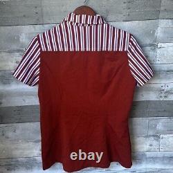 Chemise boutonnée uniforme vintage 1976 McDonald's brune/rouge pour femmes taille 14.