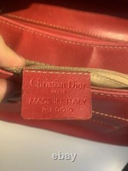 Christian Dior Authentic Vintage Diorissimo Mini Sac En Cuir Épaule Sac Rouge