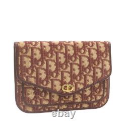 Christian Dior Trotter Toile Pouch Vintage Rouge Auth Yk2365