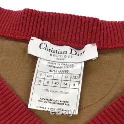 Christian Dior Vintage Manches Courtes T-shirt Hauts Brown Coton Authentique Ak31368j