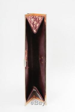 Christian Dior Vtg Bordeaux Bourgogne Rouge Beige Cuir Toile Diorissimo D'embrayage