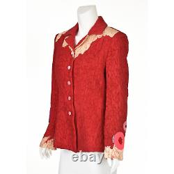 Christien Lacroix Veste Vintage Rouge Embellie Taille Fr40 Us 8 M
