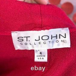 Collection St. John Jupe Taille De La Jupe 6 Femme Vintage Veste En Tricot Rouge Taille 4
