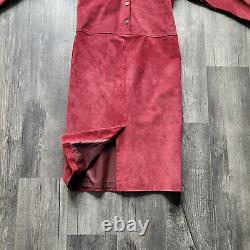 Collection VTG JH des années 1980 - Robe longue en daim à col roulé et boutons bordeaux pour femmes - Taille 6