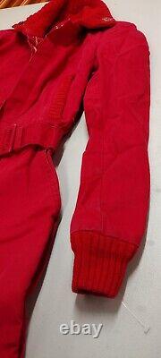 Combinaison rouge vintage pour femmes Ted Williams des années 1940 de Sears, rare vêtement de sport pour le ski