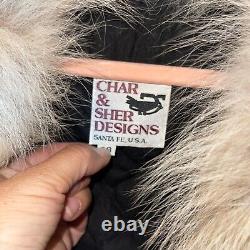Conception de Char & Sher Veste en cuir vintage pour femmes Taille 38 Col en fourrure rouge foncé